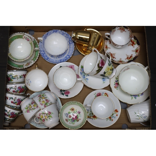 862 - A Box of Assorted Ceramic Cups and Saucers. Includes Royal Stafford, Duchess, And More