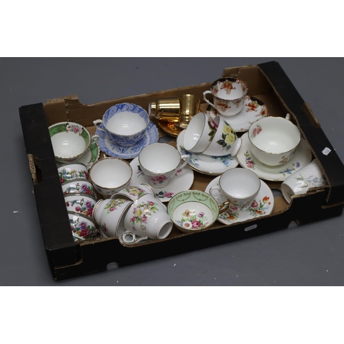 862 - A Box of Assorted Ceramic Cups and Saucers. Includes Royal Stafford, Duchess, And More