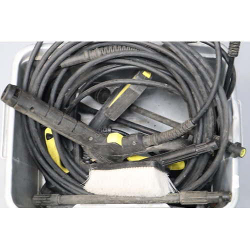 865 - Box of Karcher spares to include hoses lances and flag cleaner