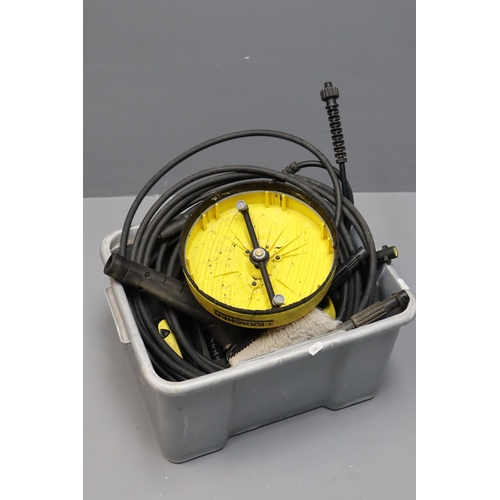 865 - Box of Karcher spares to include hoses lances and flag cleaner