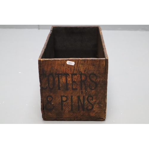 712 - 1930's Vintage Wooden Box Stamped 'Cotters and Pins' From BSA Factory