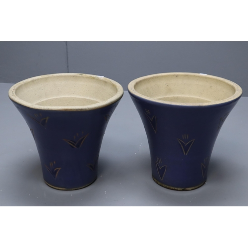 718 - Two Large Matching Decorative Ceramic Glazed Garden Planters 14