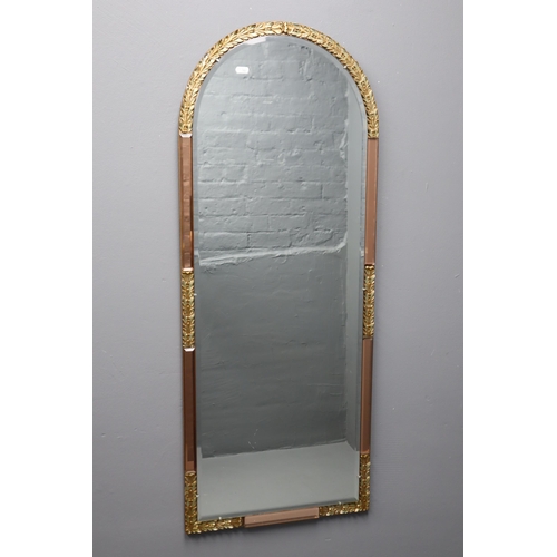 727 - Reflectwell Gilt Wood Cathedral Overmantle Bevel Mirror Approx 43