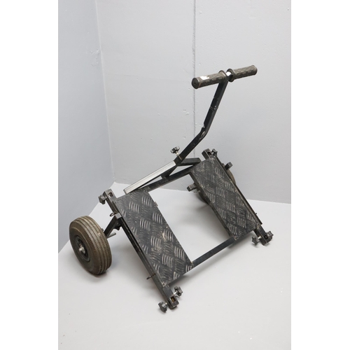 729 - Fishing trolley Black, measures 3' x 3'