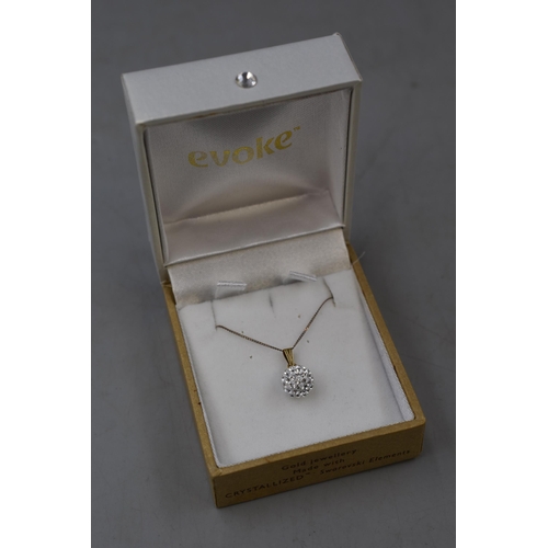 2 - Gold 375 (9ct) Swarovski Crystal Pendant Necklace Complete with Presentation Box