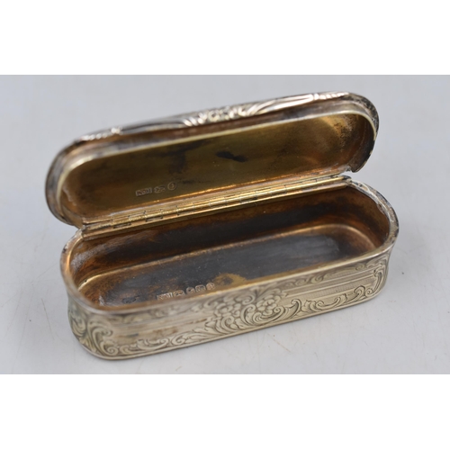 24 - A Victorian Hallmarked Birmingham Silver Snuff Box, Circa 1845 (Length 3.5”)