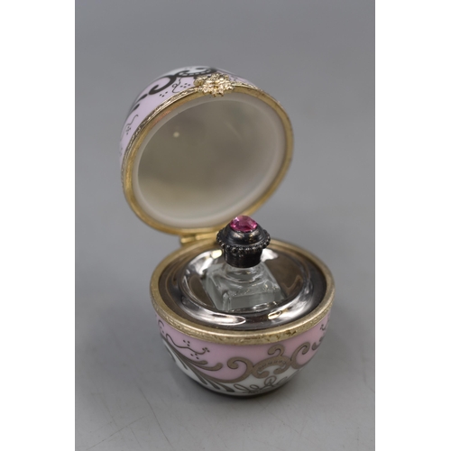 27 - Limoges France Limited Edition Hand Painted Trinket Egg with Perfume Bottle (757 of 1000)