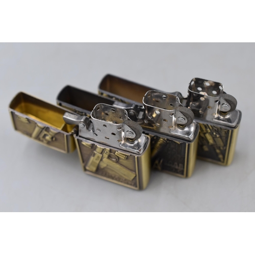 Three Earth Star Petrol Lighters