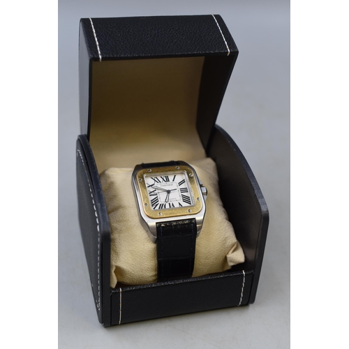 3 - A Cartier Santos 100 Automatic Gents Wrist Watch, In Presentation Box (Working When Tested)