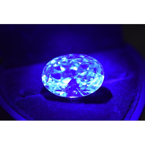 19 - A Large 58.3 Oval Cut White Sapphire Stone, In Illuminated Jewellery Box. No Certificate of Authenti... 