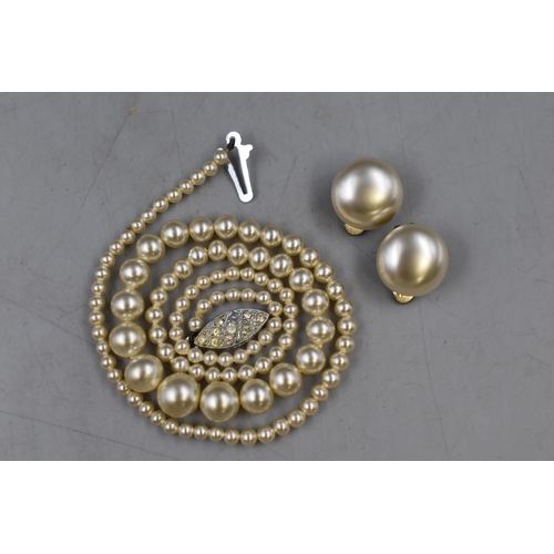 30 - Graduated Pearl Necklace with Clip Earrings in a Elizabethan Presentation Box