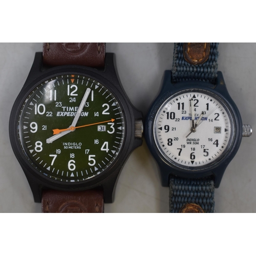 82 - Two Timex Expedition Indigo Quartz Watches (Working)