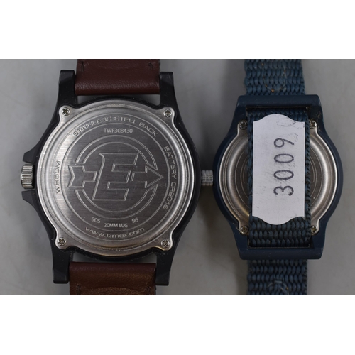 82 - Two Timex Expedition Indigo Quartz Watches (Working)