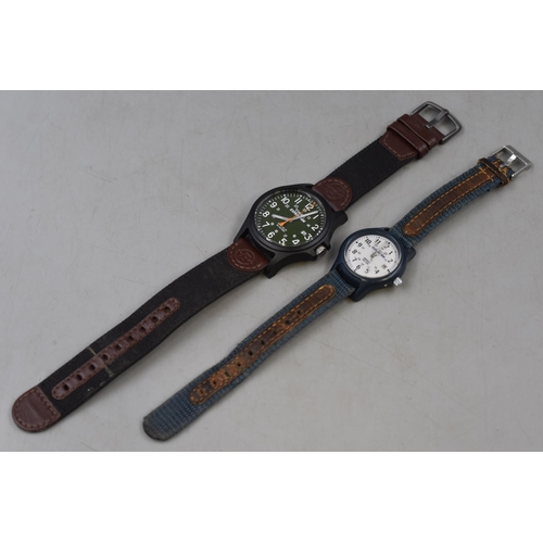 82 - Two Timex Expedition Indigo Quartz Watches (Working)