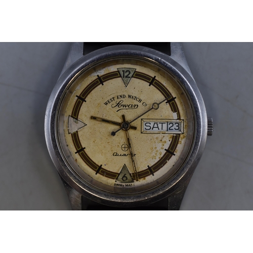 88 - West End Watch Company Military Era Quartz Day / Date Watch (Working)