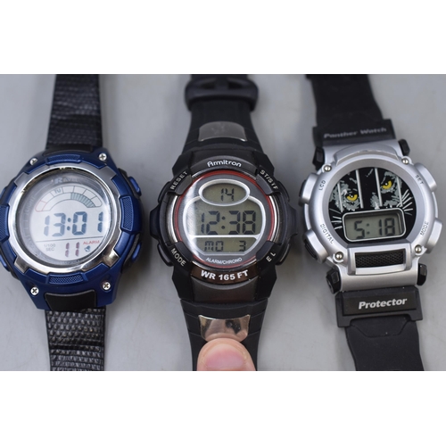 95 - Armitron and Ravel Digital Sports Watches with Rubberised Straps and one other