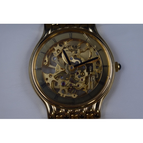 99 - Rotary Automatic Skeleton Watch in Box (See pic for condition)