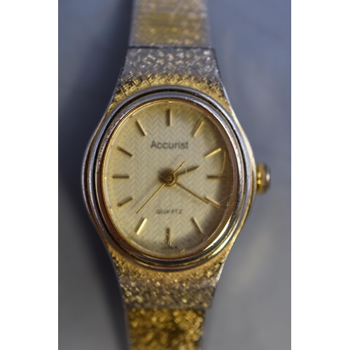 103 - Ladies Accurist Gold Tone Dress Watch Complete with Presentation Box