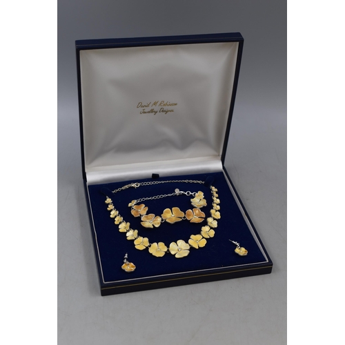 107 - A Set of Danish Designer 'Pilgrim' Enamelled Floral Jewellery. Includes Necklace, Bracelet, And Earr... 