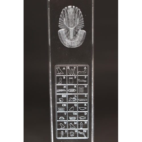 136 - Crystal Laser Etched Obelisk Displaying the Egyptian Alphabet 7