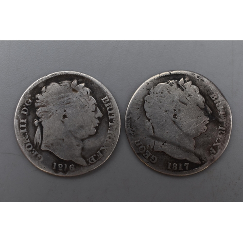 190 - Two George III UK Silver Sixpences. 1816 and 1817