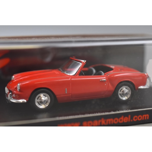 238 - Boxed, Spark Collectors Model Triumph Spitfire 4 1962 in Red, Scale 1:43