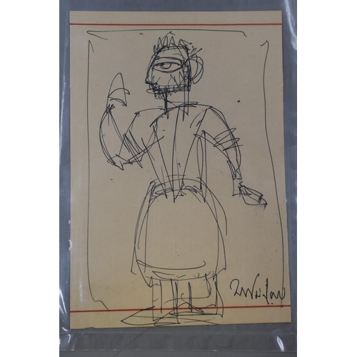 275 - Jamini Roy Signed Ink Sketch on Paper acquired by descent from Professor Rama Krishna Sen in Calcutt... 