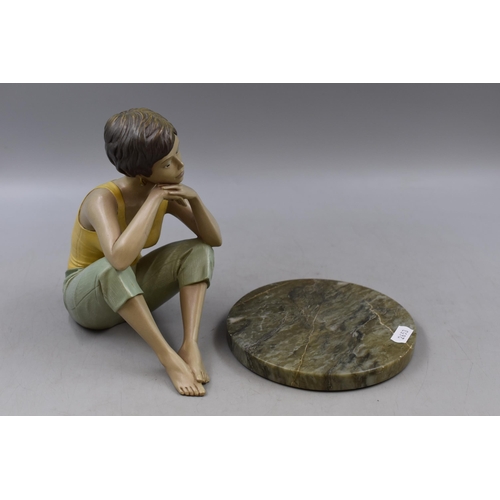 291 - Plazza Figurine From The Enesco Gallery entitled If Only on Marble Plinth (8.5