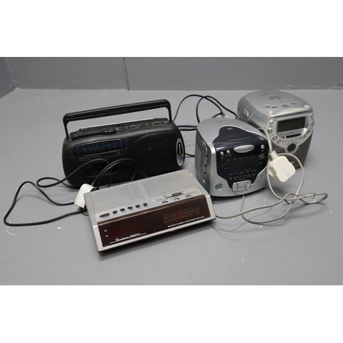 741 - Mixed Lot to include Retro Binatone Clock Radio (powers on), Philips CD Radio (powers on), Roberts C... 