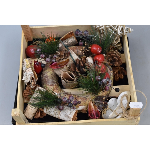 745 - Autumnal display in wooden tray measures 10