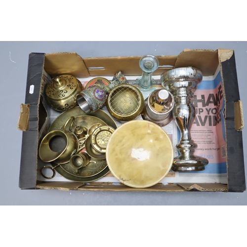 791 - A Mixed Selection To Include Brassware, Fantasy Goblet, Marble Footed Bowl, And More