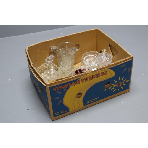 805 - Large selection of glassware to include candle sticks, bowls, glasses, vases and more