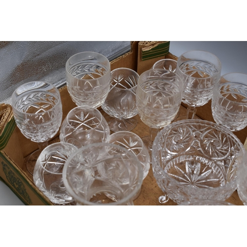 807 - A Selection of Cut Crystal Ware. Includes Wedgwood Brandy Glasses, Wine Glasses, Vase and More