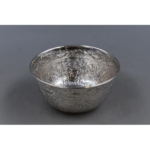 12 - A Hallmarked Birmingham Silver Bowl Depicting Flowers and Birds, Circa 1915. Made By Hayes Brother. ... 