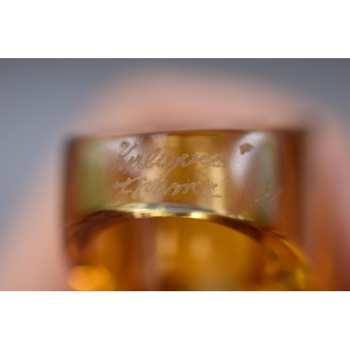 21 - Signed Lalique of France Charmante Amber Ring (Size K) Complete with Box