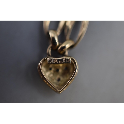 30 - A 9ct Gold Diamond Stoned Loveheart Necklace (2.85g), Broken Chain