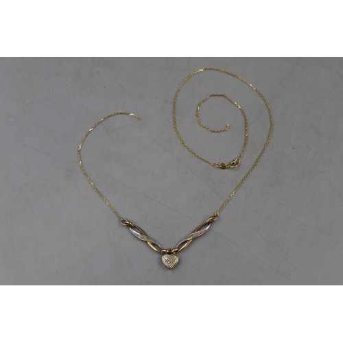 30 - A 9ct Gold Diamond Stoned Loveheart Necklace (2.85g), Broken Chain