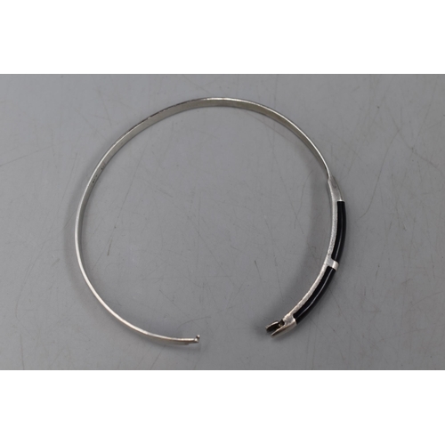 36 - Silver 925 Black Stoned Bangle Complete with Presentation Box