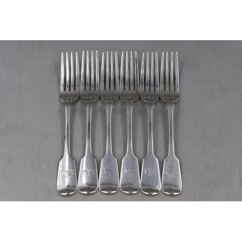 39 - Set of Six William IV Hallmarked London Silver Forks circa 1835 (Weight 446 grams)