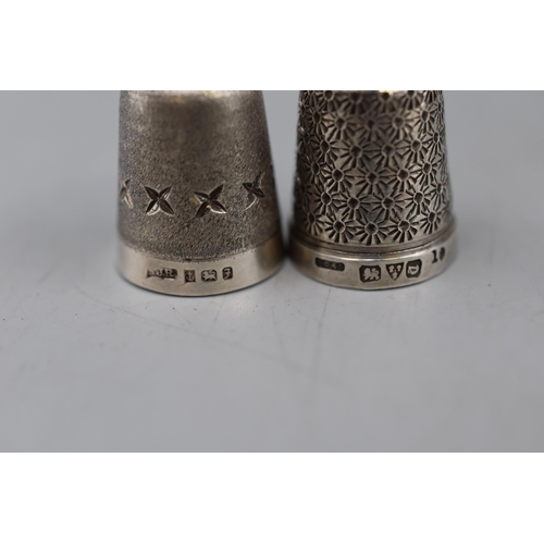 54 - Two Hallmarked Silver Thimbles (Chester & Birmingham)