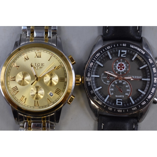 80 - Two Gents Watches, Includes Oukeshi And Lige. Both Working