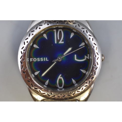 81 - Fossil Quartz Watch with Elasticated Strap and a Playboy Jewelled Watch with Original Strap (Working... 