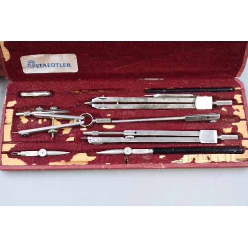 131 - Selection of Draughtsman's Instruments in Four Cases and two Cased Compasses