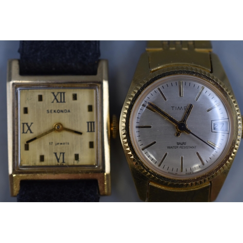 95 - Sekonda 17 Jewels and a Timex Mechanical Ladies Watches (Both Working)