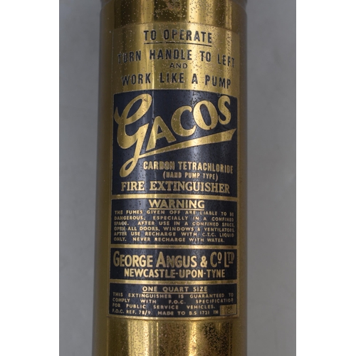 327 - Antique Brass Gacos Vintage Carbon Tetrachloride Fire Extinguisher, by George Angus & Co Ltd com... 