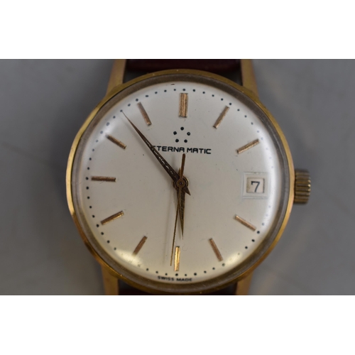 110 - Eterna matic Automatic Date Gents Watch with Leather Strap (Working)