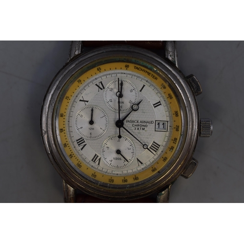 118 - Patrick Arnaud Chronograph Watch with Leather Strap (Working)