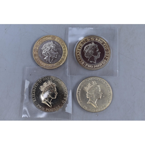 140 - Four £2 Coins Including 2015 First World War and Euro 1996