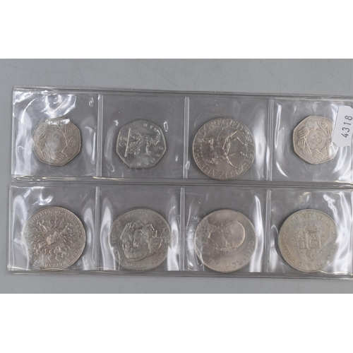 141 - Three Sheets of Mixed Coinage including Sixpences, Shillings, 50 Pence's, Half Crowns and Crowns (75... 