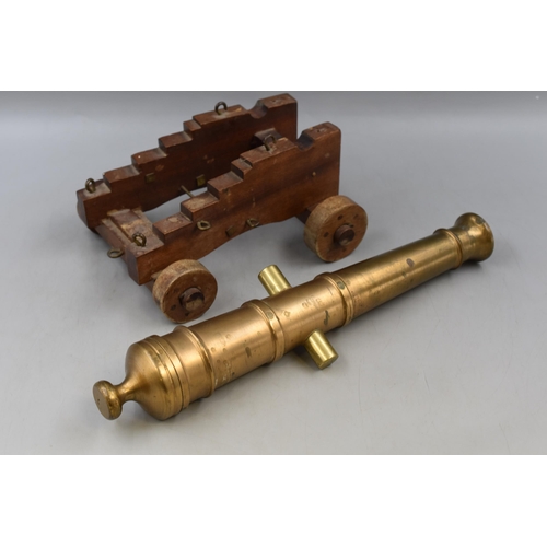 358 - LARGE Decorative Brass Fireside Cannon, Cannon Length 15